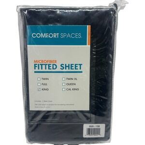 Comfort Spaces King Microfiber Fitted Sheet Black CS20-1158 Bedding NEW NWT